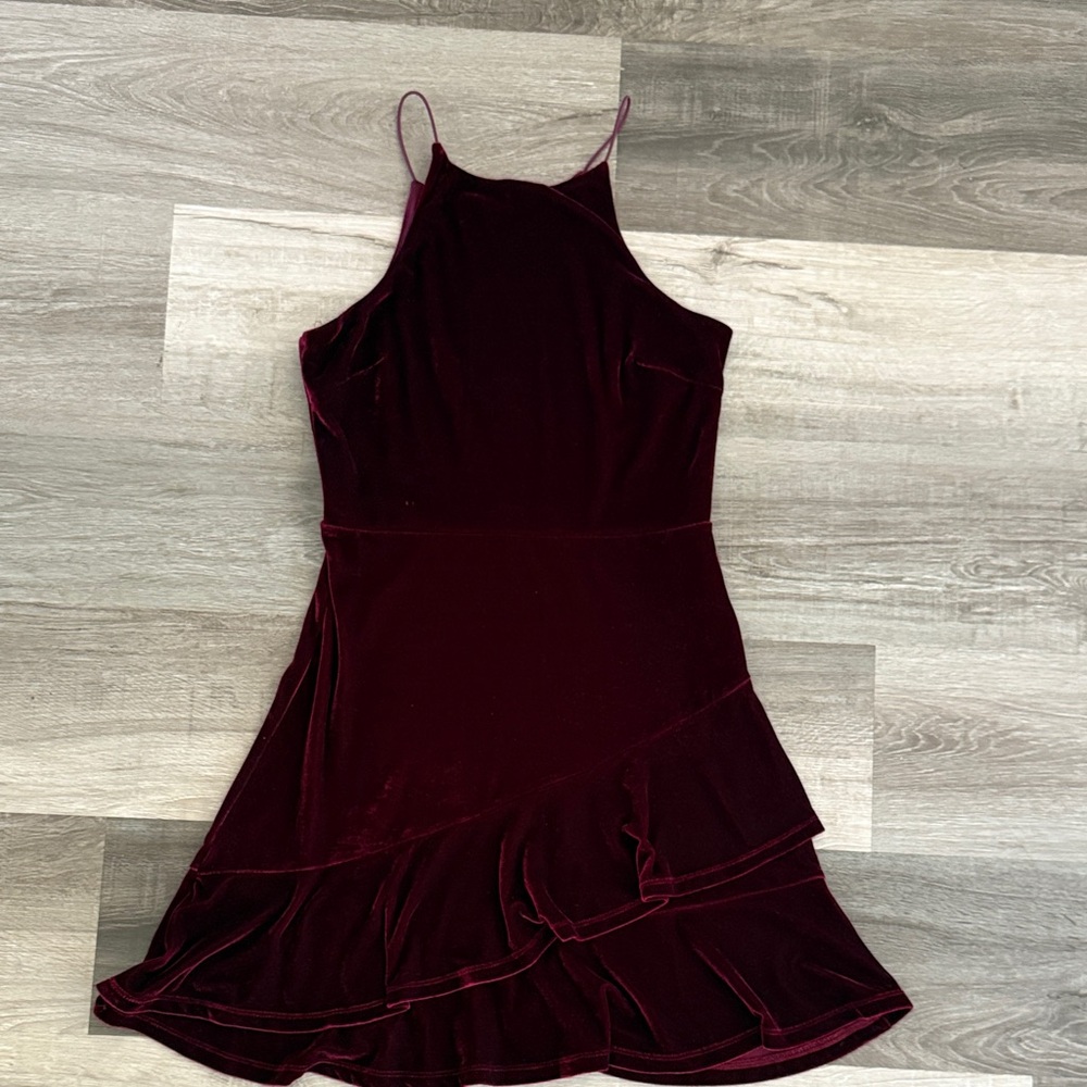 Altar'd State Deep Red Velvet Mini Dress